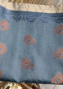 New UNUSED Cotton Saree In Charcoal Colour