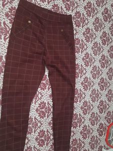 Burgundy Plaid Pants