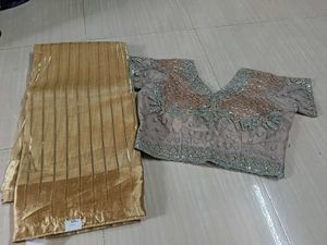 Saree With Contrast Blouse