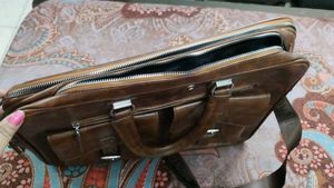 Brand New Brown Leather Laptop Bag with Multiple C