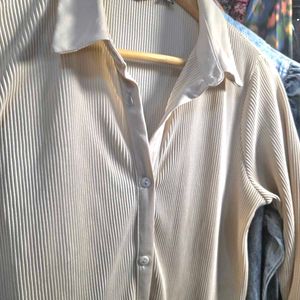 Ribbed Button-Down Top