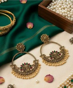 Elegant Golden Hoop chandbali Earrings