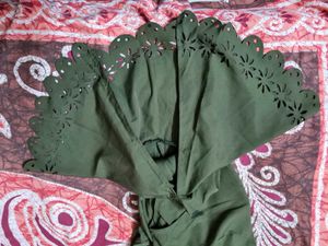 Olive Green Laser Cut Blouse