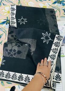 black and white Kota saree