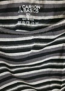Stripped Black &amp; Grey Stylish Skirt Dress