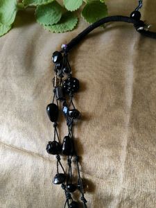 Black Beaded Statement Necklace
