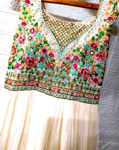 Price Drop!!! Heavy Embroidery White Anarkali Gown