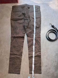 Paisley Print New Pants &amp; Belt