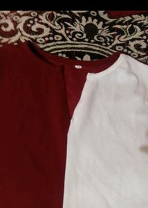 White And Maroon Crop Top