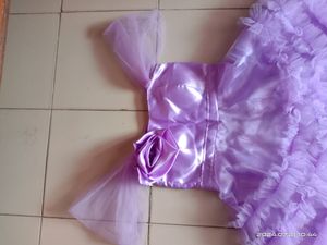 New Design Levender Colour Gown Dress With Full Fl