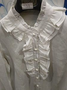 Ruffled White shirt korean
