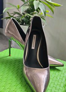 Anni Black Leopard Silver Pointed Heels