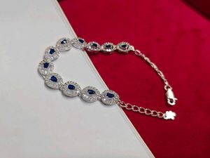 Real Silver Blue Zircon Bracelet