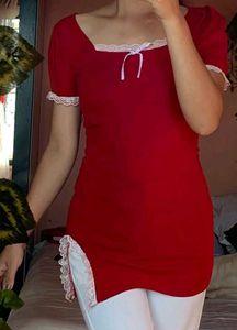 Red Lace Trim Dress