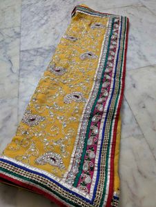 beautiful Yellow georgette saree