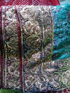 Emerald Green Floral Sequin Scarf