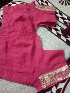 Silver Sitara Work Pink Saree