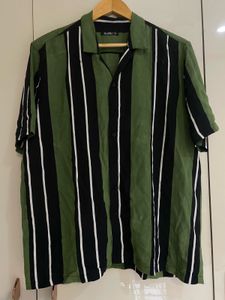 Mens Olive And Black Stripes Shirt
