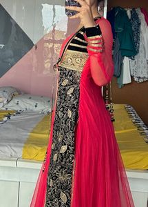 Long Anarkali Wedding Wear Dress With Pant &amp; Shawl