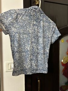 Floral Cinched Button-Down Top