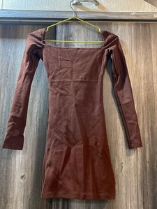 Brown Cutout Mini Dress