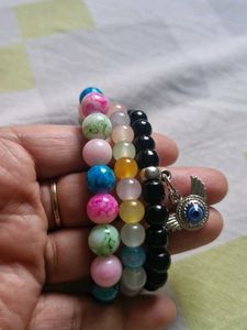 Beaded Bracelet Trio with Evil Eye Charm