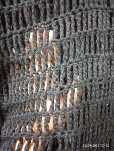 Black Crochet Knit Hoodie