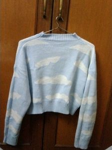 Cloud Print Cropped Sweater