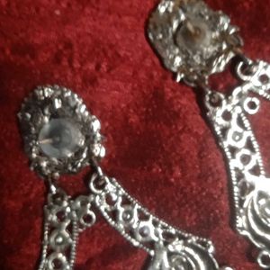 Elegant Silver Tone Dangle Earrings