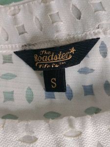White Patterned Short Sleeve Top
