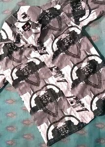 Abstract Print Button-Down Shirt