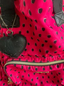 Magenta Strawberry Print Backpack