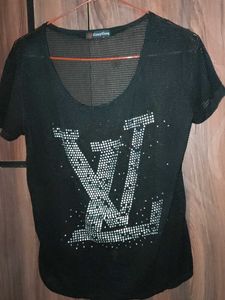 Black Rhinestone Embellished Top