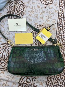 Da Milano Croc Textured Leather Shoulder Bag