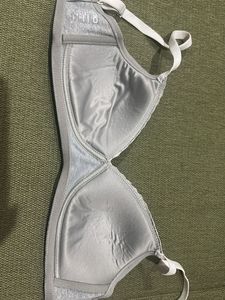 Grey Lace Trim Bra