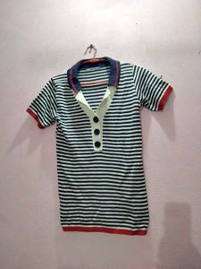 Stylish Striped Half-Sleeve Polo T-Shirt