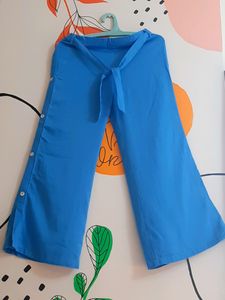 Blue Palazzo Pant With Cotton Belt