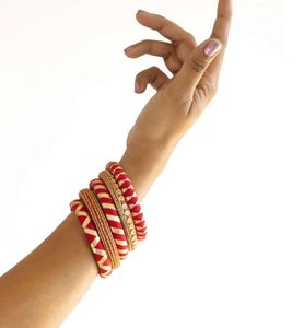 Red &amp; Gold Bangles (Set of 4)
