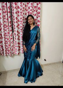 Ready-made Fancy Party Wear Saree With Stich Blous