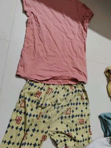 Pink Boho Tee &amp; Number Print Shorts Set
