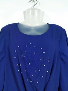 Blue Pearl Embellished Tie-Front Top