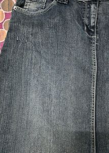 Off Black Denim Long Skirt