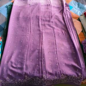 🛍️Lavender Rubber Print Saree⭐⭐⭐⭐⭐