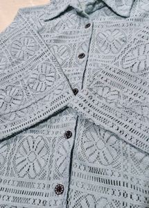Vintage Lace Button-Down Top