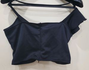 Chimpanzee Ruffle And Cami Black Crop Top