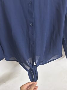 Navy Blue Sheer Blouse