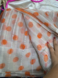 Orange Leaf Print Fabric