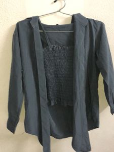 Cute Blue Top and Shrug Set