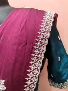 Elegant Teal &amp; Maroon Lehenga Choli Set