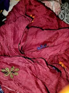 Dupatta Red With Embroidery Flower